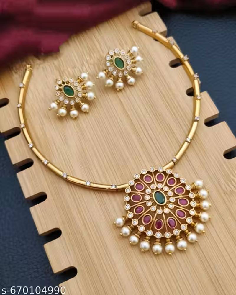 Indian bollywood gold plated kundan choker bridal necklace earrings jewelry set