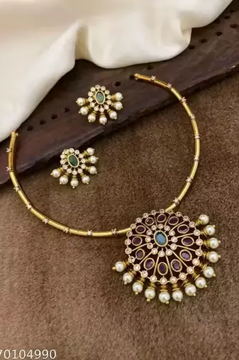 Indian bollywood gold plated kundan choker bridal necklace earrings jewelry set