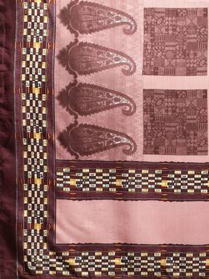 Magenta geometric printed poly silk casual saree with blouse piece 4