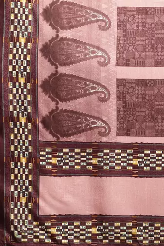 Magenta geometric printed poly silk casual saree with blouse piece