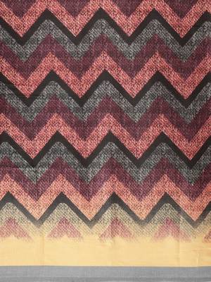 Multi geometric printed poly silk casual saree with blouse piece 4