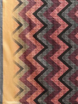 Multi geometric printed poly silk casual saree with blouse piece 5