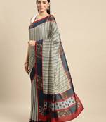 Multi printed satin fashion saree with blouse piece