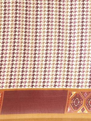 Purple printed satin fashion saree with blouse piece 3