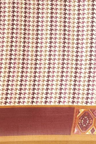 Purple printed satin fashion saree with blouse piece