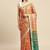 Orange geometric printed poly silk casual saree with blouse piece