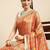 Orange geometric printed poly silk casual saree with blouse piece