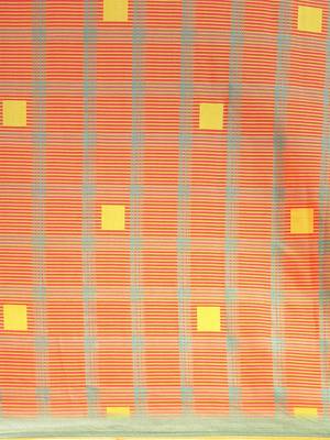 Orange geometric printed poly silk casual saree with blouse piece 4