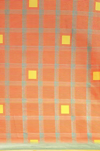 Orange geometric printed poly silk casual saree with blouse piece
