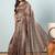 Grey printed satin fashion saree with blouse piece