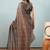 Grey printed satin fashion saree with blouse piece