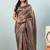 Grey printed satin fashion saree with blouse piece