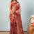 Maroon printed satin fashion saree with blouse piece