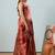 Maroon printed satin fashion saree with blouse piece
