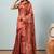 Maroon printed satin fashion saree with blouse piece