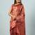 Maroon printed satin fashion saree with blouse piece