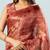 Maroon printed satin fashion saree with blouse piece