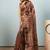 Olive printed satin fashion saree with blouse piece