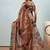 Olive printed satin fashion saree with blouse piece