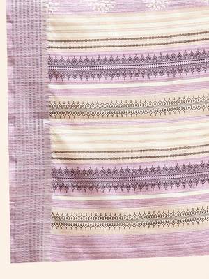 Purple printed silk blend ethnic saree with blouse piece 4