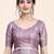 Purple printed silk blend ethnic saree with blouse piece