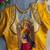 Mustard yellow bridal designer readymade blouse for women | royal couple embroidery back blouse
