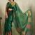 Green printed tissue festive wear saree with blouse piece