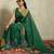 Green printed tissue festive wear saree with blouse piece