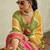 Green printed blended cotton designer saree with blouse piece
