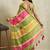 Green printed blended cotton designer saree with blouse piece