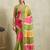 Green printed blended cotton designer saree with blouse piece