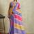 Purple printed blended cotton designer saree with blouse piece