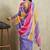 Purple printed blended cotton designer saree with blouse piece