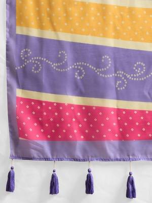 Purple printed blended cotton designer saree with blouse piece 4