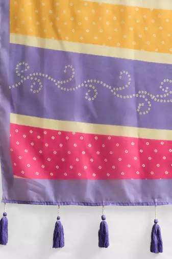 Purple printed blended cotton designer saree with blouse piece