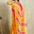 Yellow printed blended cotton designer saree with blouse piece