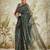 Olive printed blended cotton designer saree with blouse piece