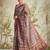 Maroon printed blended cotton designer saree with blouse piece