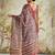 Maroon printed blended cotton designer saree with blouse piece