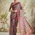 Maroon printed blended cotton designer saree with blouse piece