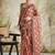 Brown printed blended cotton designer saree with blouse piece