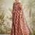 Brown printed blended cotton designer saree with blouse piece
