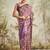 Purple printed blended cotton designer saree with blouse piece
