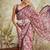 Purple printed blended cotton designer saree with blouse piece