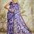 Purple printed blended cotton designer saree with blouse piece