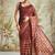 Maroon printed blended cotton designer saree with blouse piece