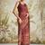 Maroon printed blended cotton designer saree with blouse piece