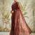 Maroon printed blended cotton designer saree with blouse piece
