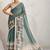 Green printed blended cotton designer saree with blouse piece