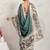 Green printed blended cotton designer saree with blouse piece